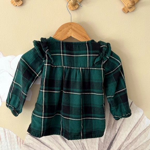 Carter's Green Plaid Button-front Top, 9M - Picture 4 of 7